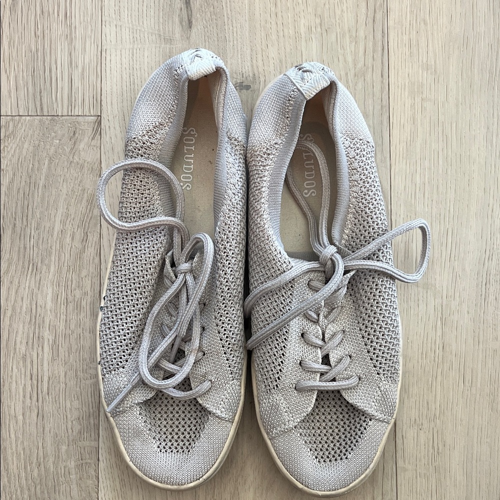Soludos Women's Light Gray/Taupe Knit Sneakers